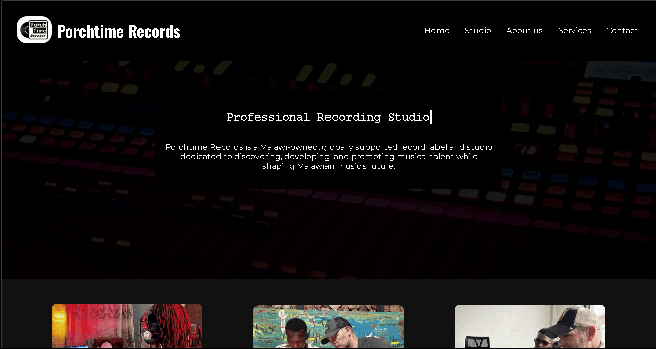 Recording studio website